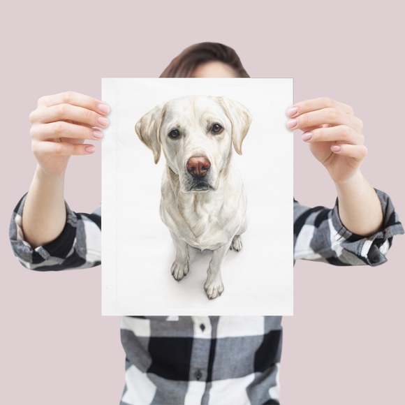 Watercolor Labrador Retriever Dog Portrait Wall Art Print, Unframed - Picture 4 of 7